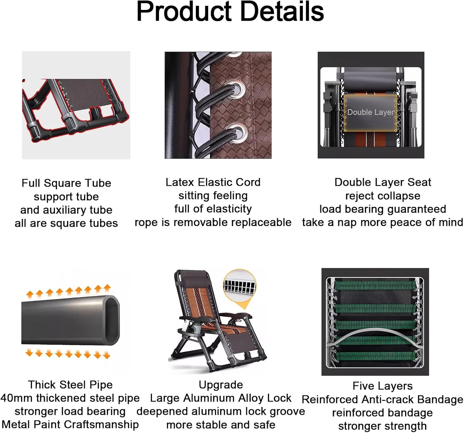 ZTGL E, Folding Camping Cot for Adults, Camping Lounge Chair, Portable and Lightweight Sleeping Bed, Foldable Outdoor Bed, Office Nap Folding Lounge Chairs